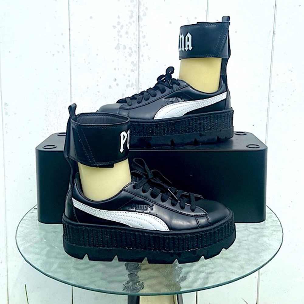 ‘PUMA x FENTY’ Black Ankle Strap Creeper Platform Sneaker - 7
